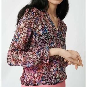 MAJE Lehane Floral Long Sleeve Silk Blouse size 4 / Small